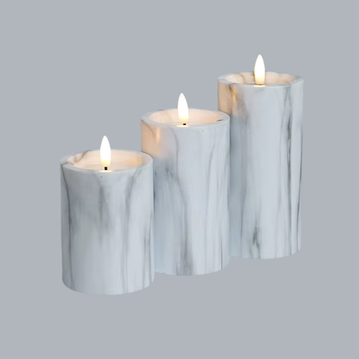 Vita Marmor Ledljus 3-Pack