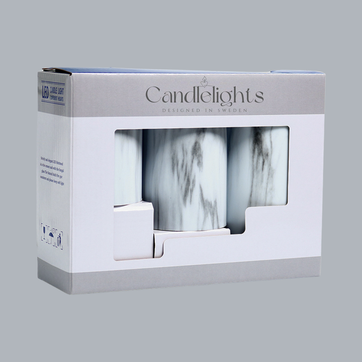 Vita Marmor Ledljus 3-Pack